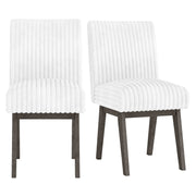 Dining Chairs Set of 2 Fabric Upholstered Kitchen Chairs with Padded Seatand Rubber Wood Legs-White+Grey-Dining Chairs-DECOROLALA