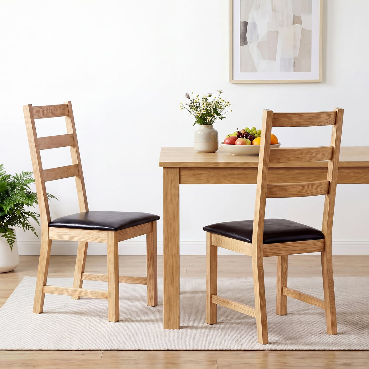 Dining Chairs Set of 2 Farmhouse Dining Room Chairs with Hollowed Backrest-Natural-Dining Chairs-DECOROLALA