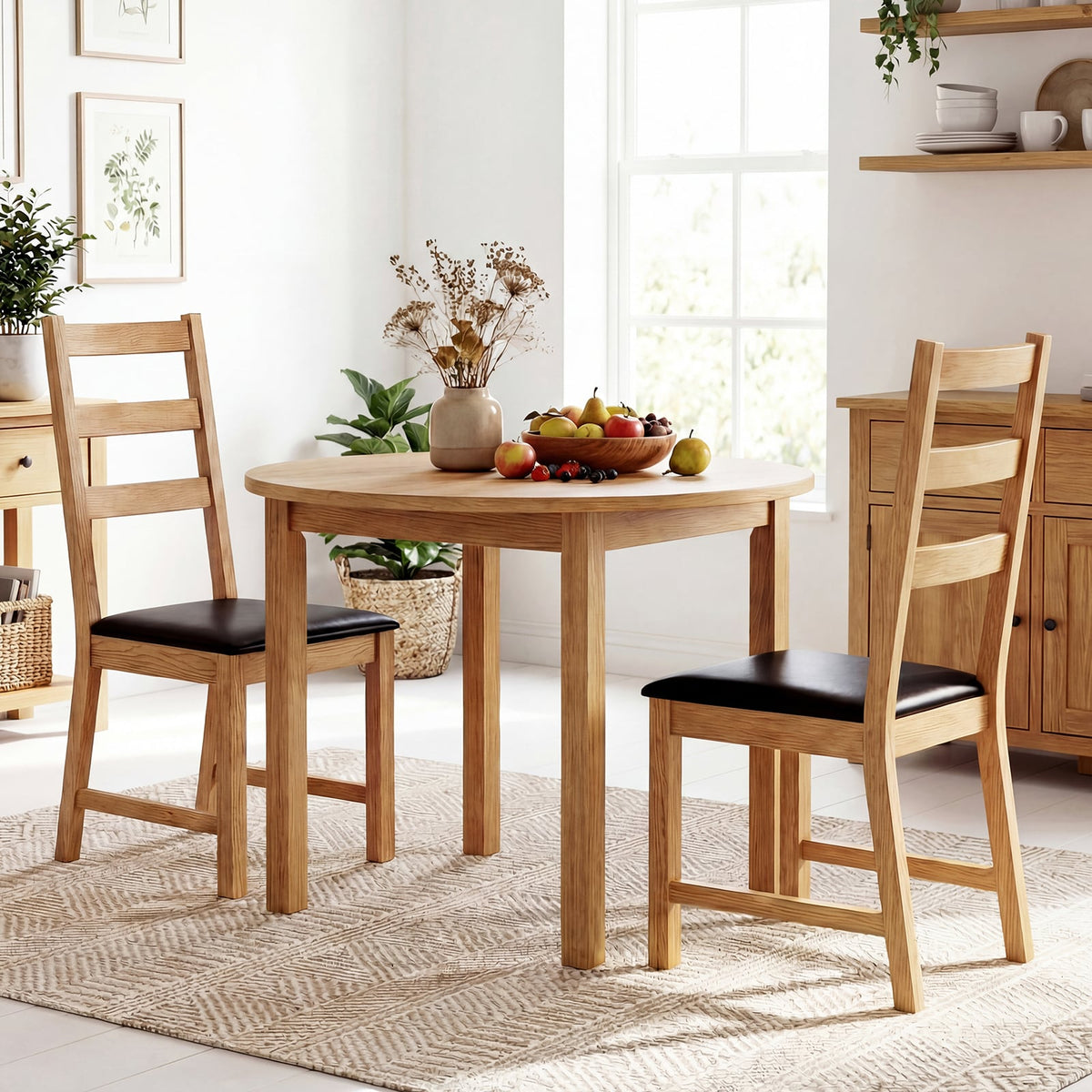 Dining Chairs Set of 2 Farmhouse Dining Room Chairs with Hollowed Backrest-Natural-Dining Chairs-DECOROLALA