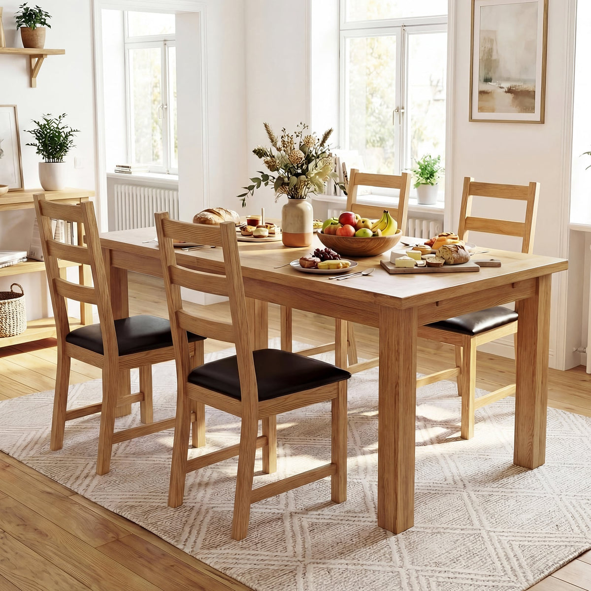 Dining Chairs Set of 2 Farmhouse Dining Room Chairs with Hollowed Backrest-Natural-Dining Chairs-DECOROLALA