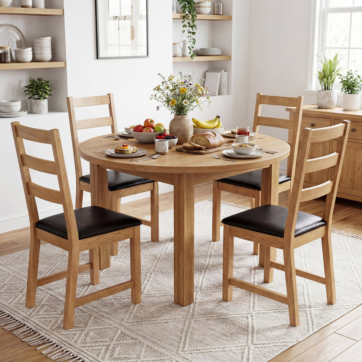 Dining Chairs Set of 2 Farmhouse Dining Room Chairs with Hollowed Backrest-Natural-Dining Chairs-DECOROLALA