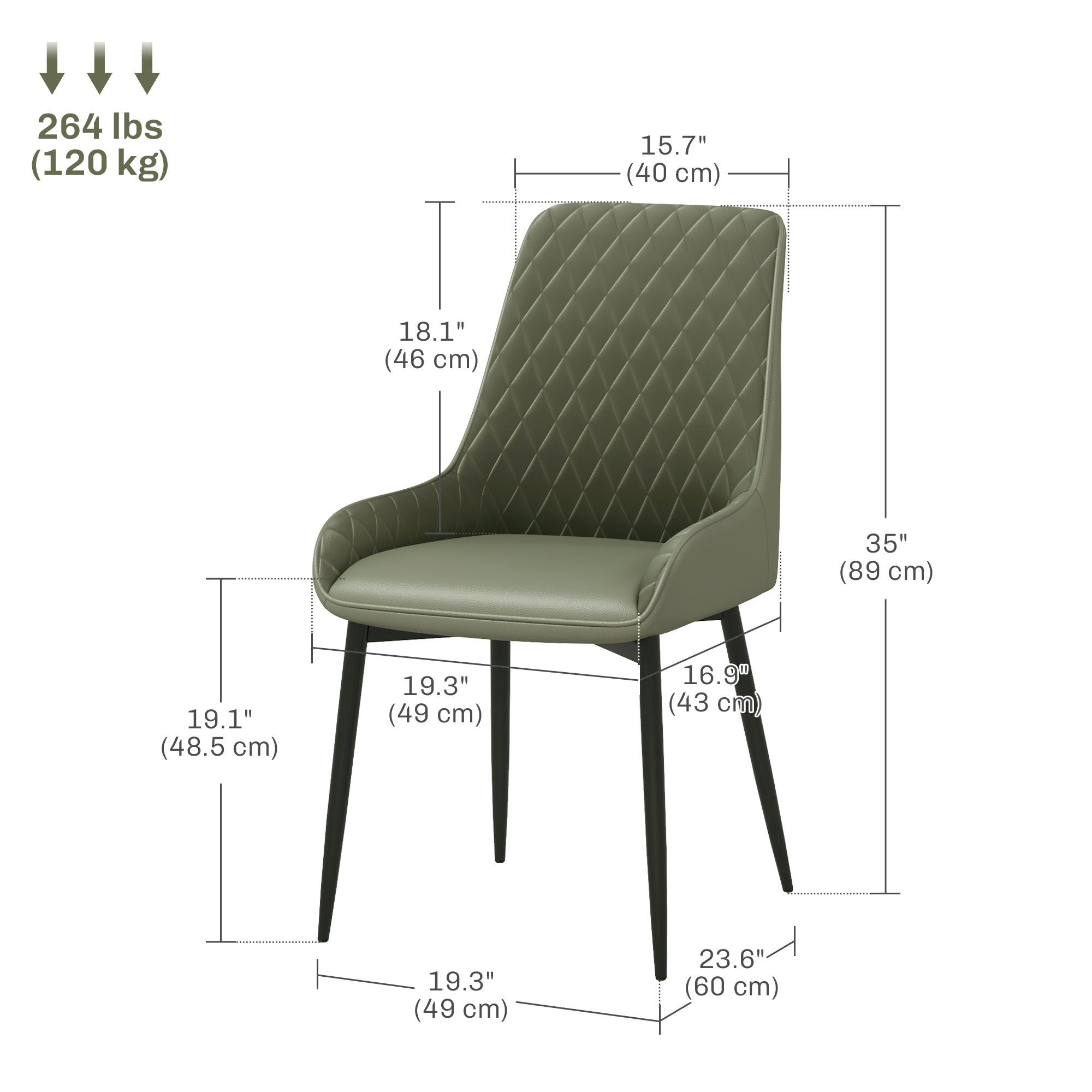 Dining Chairs Set of 2 - Green Diamond Tufted-DECOROLALA