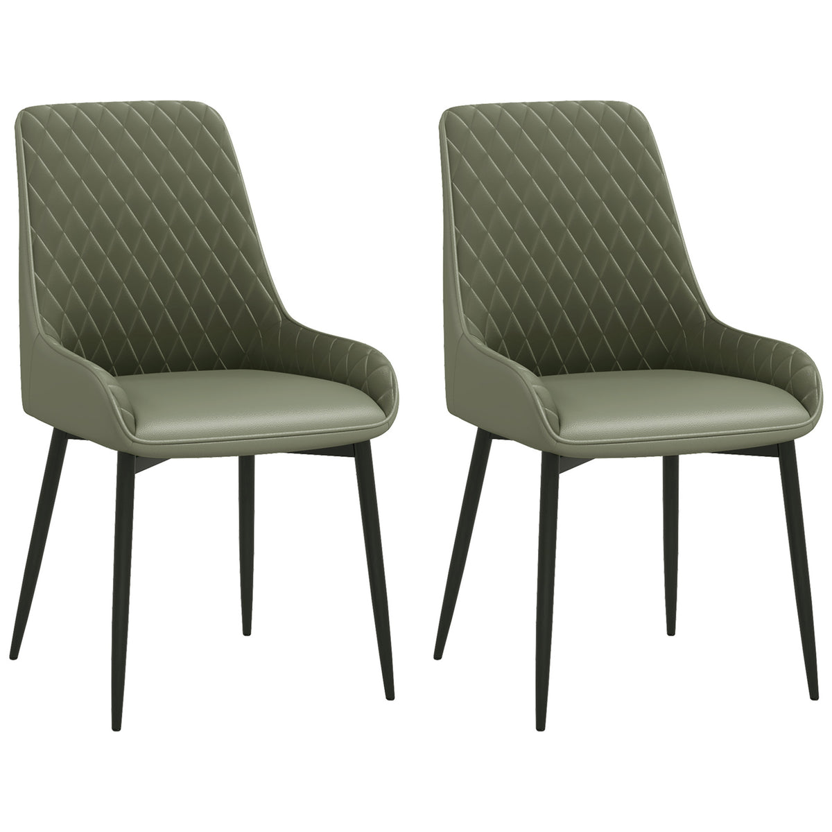 Dining Chairs Set of 2 - Green Diamond Tufted-Dining Chairs-DECOROLALA