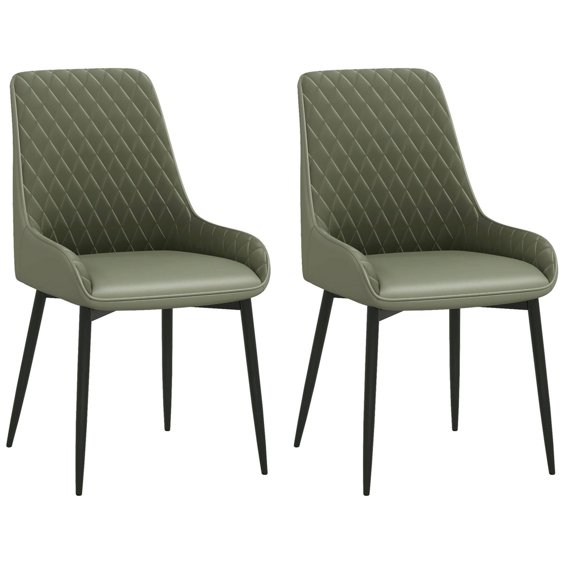 Dining Chairs Set of 2 - Green Diamond Tufted-DECOROLALA