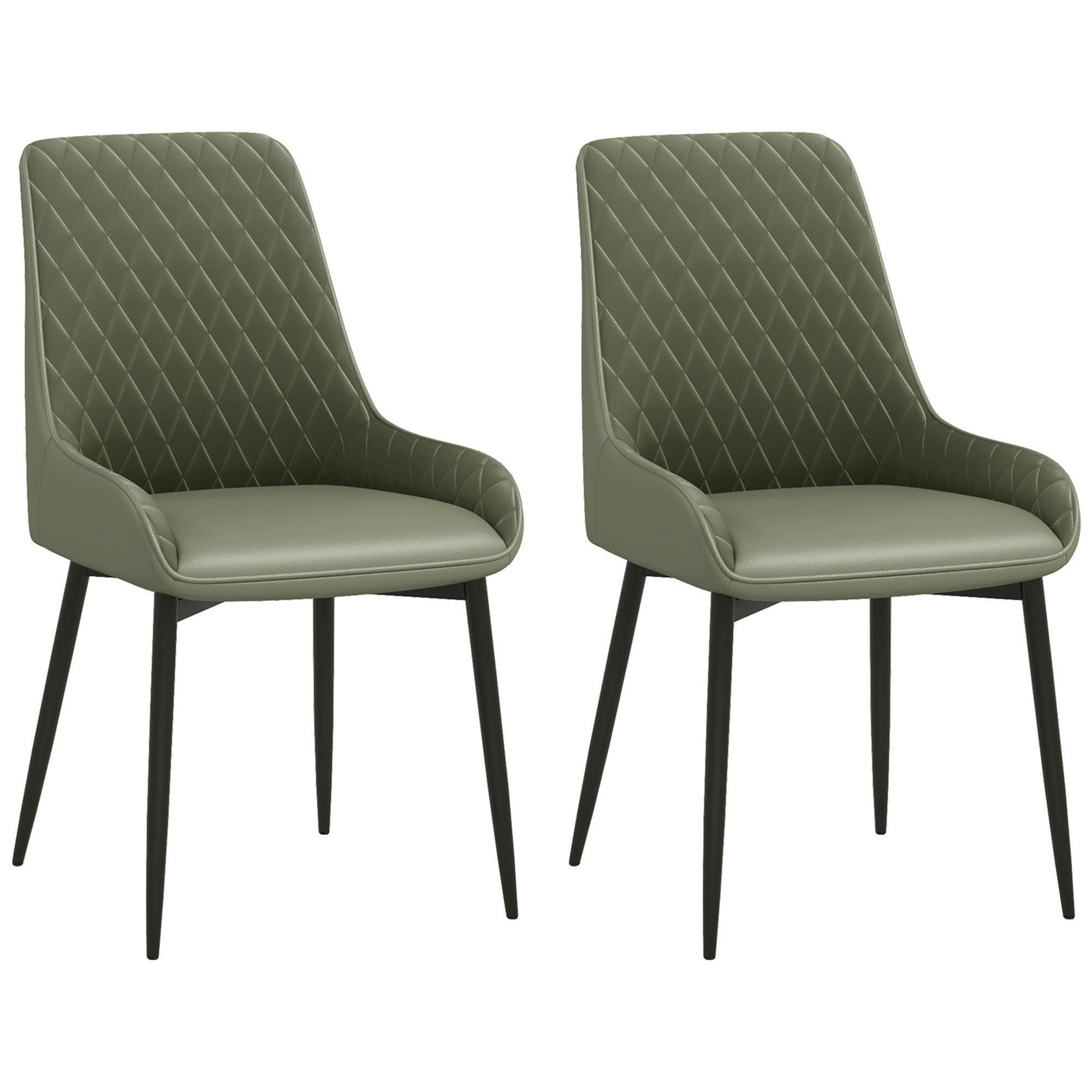 Dining Chairs Set of 2 - Green Diamond Tufted-DECOROLALA