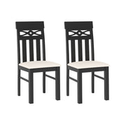 Dining Chairs Set of 2 High Back Dining Room Chairs with Padded Seat and Rubber Wood Frame-Black-Dining Chairs-DECOROLALA