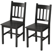 Dining Chairs Set of 2, Kitchen Chair with Slat Back, Pine Wood Structure for Living Room and Dining Room, Black-Home Furnishings > Kitchen & Dining Furniture > Dining Chairs-DECOROLALA