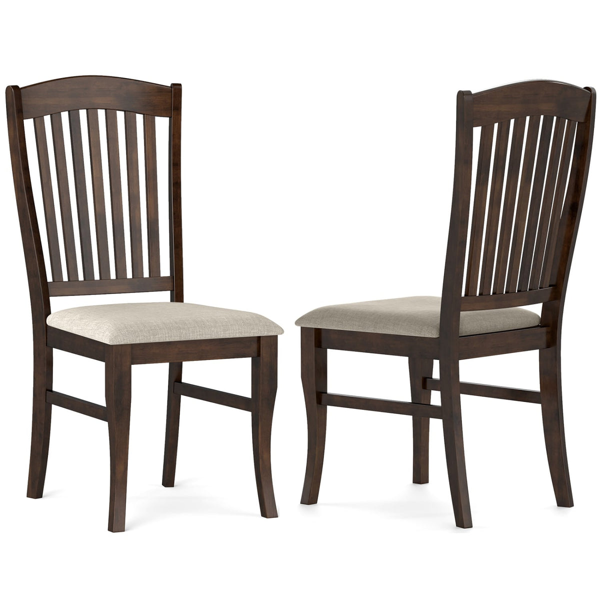Dining Chairs Set of 2 Kitchen Side Chairs Mid-century Armless Dinette Chairs-Brown & White-Dining Chairs-DECOROLALA