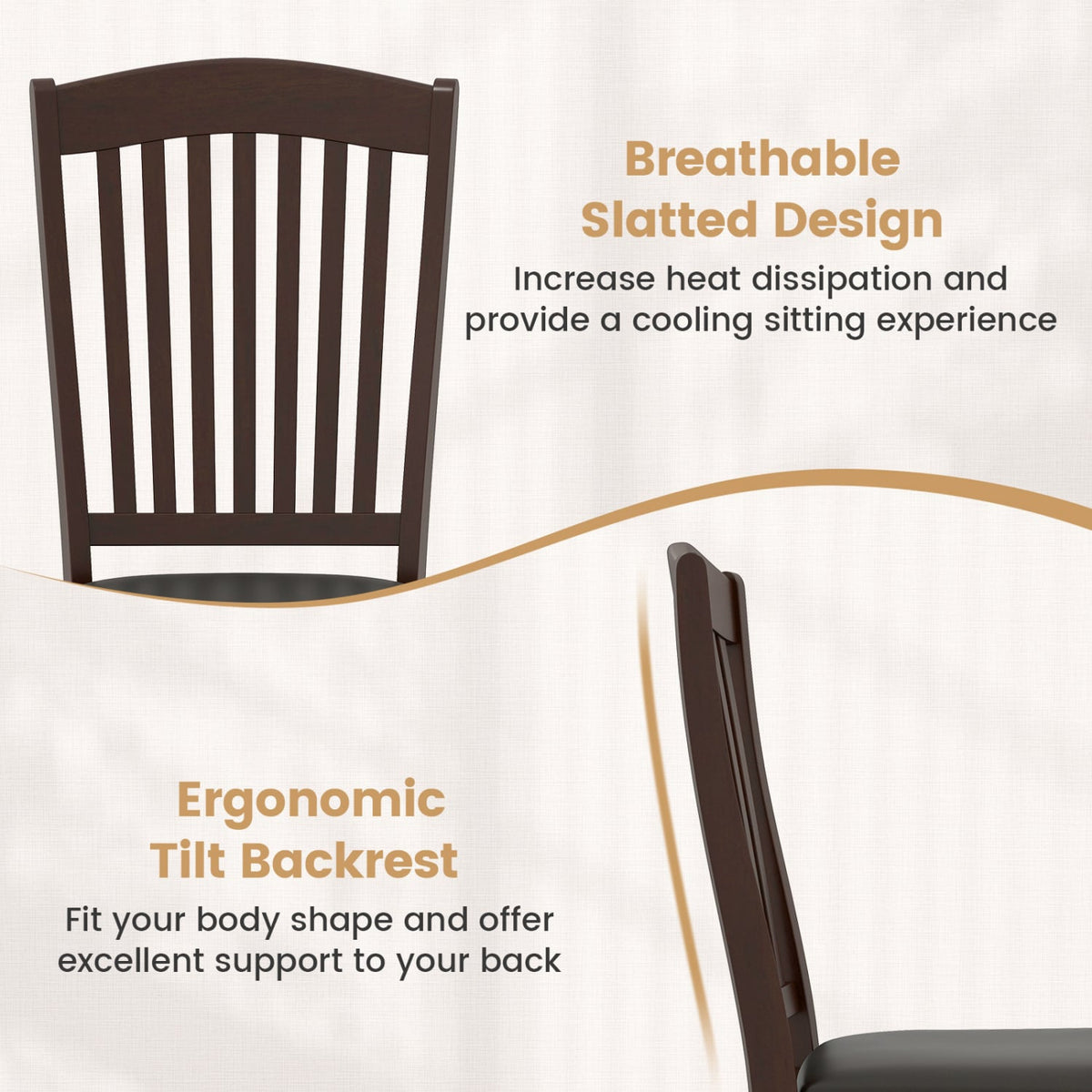 Dining Chairs Set of 2 Kitchen Side Chairs Mid-century Armless Dinette Chairs-Coffee-Dining Chairs-DECOROLALA