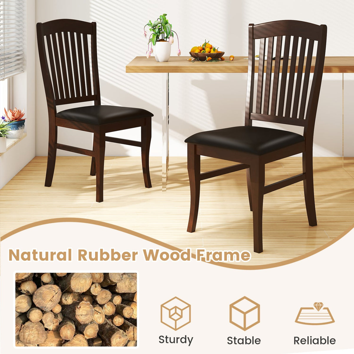 Dining Chairs Set of 2 Kitchen Side Chairs Mid-century Armless Dinette Chairs-Coffee-Dining Chairs-DECOROLALA