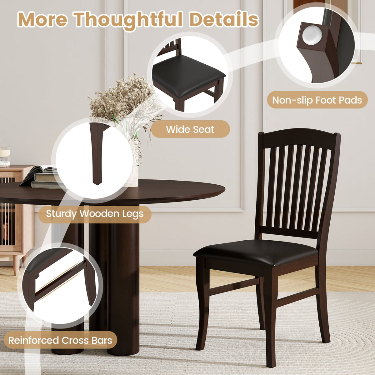 Dining Chairs Set of 2 Kitchen Side Chairs Mid-century Armless Dinette Chairs-Coffee-Dining Chairs-DECOROLALA