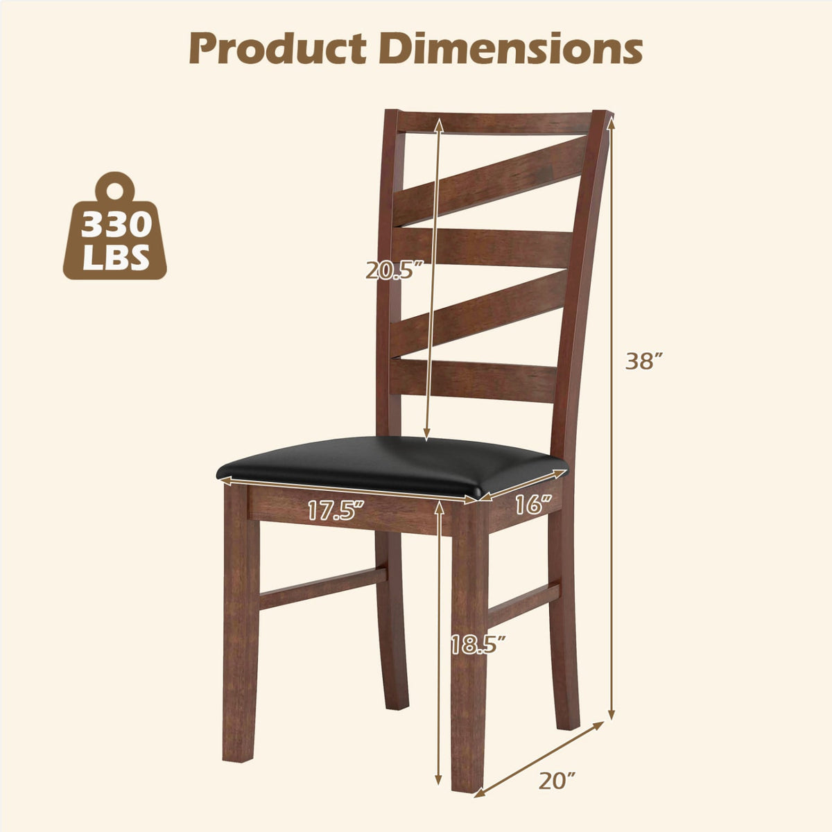 Dining Chairs Set of 2 Kitchen Side Chairs with Rubber Wood Legs-Walnut-Dining Chairs-DECOROLALA
