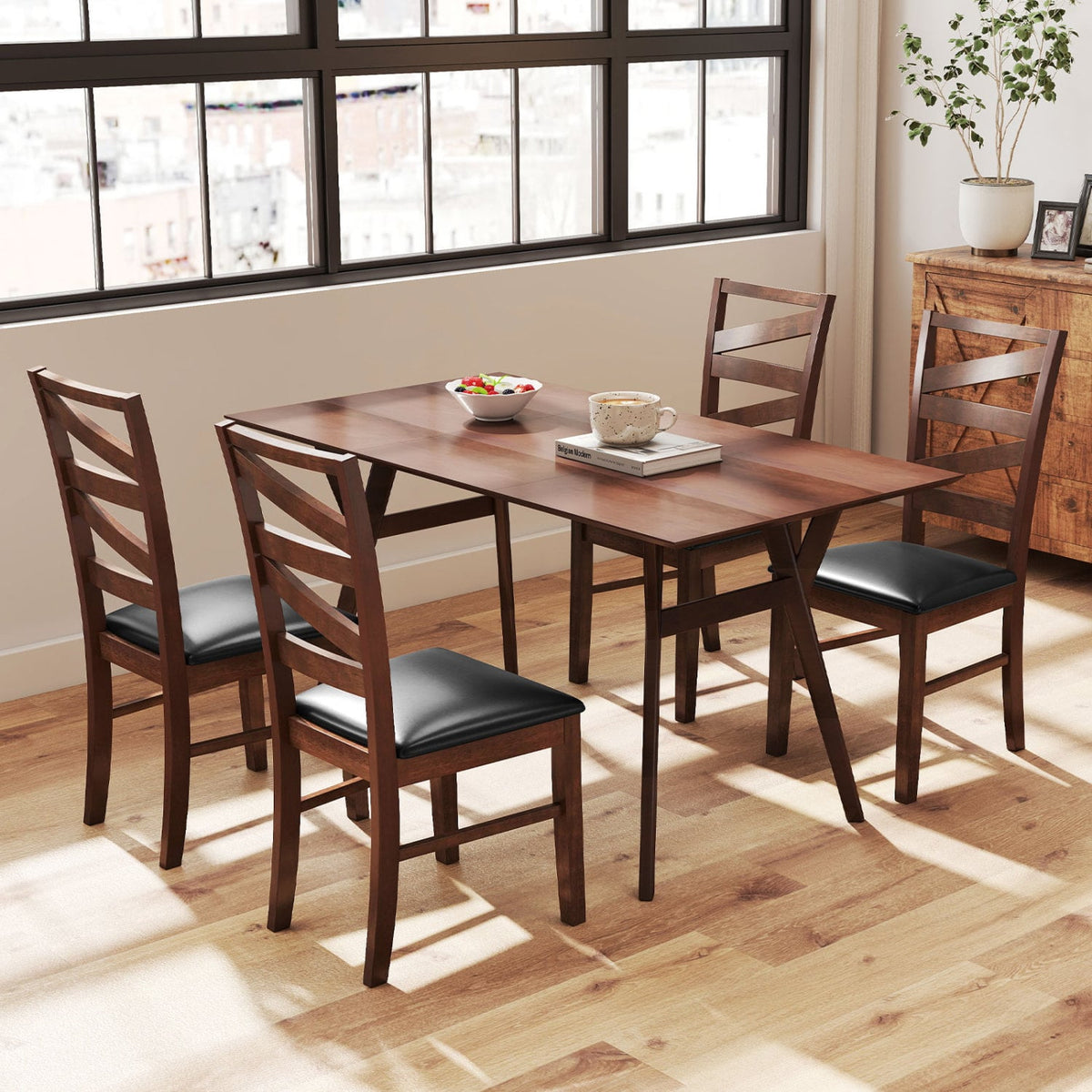 Dining Chairs Set of 2 Kitchen Side Chairs with Rubber Wood Legs-Walnut-Dining Chairs-DECOROLALA