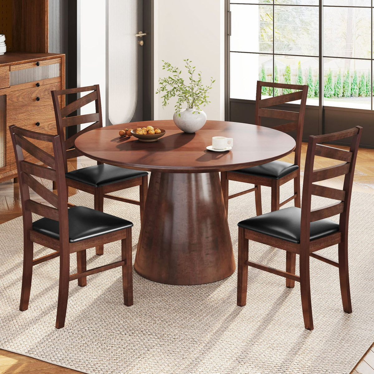 Dining Chairs Set of 2 Kitchen Side Chairs with Rubber Wood Legs-Walnut-Dining Chairs-DECOROLALA