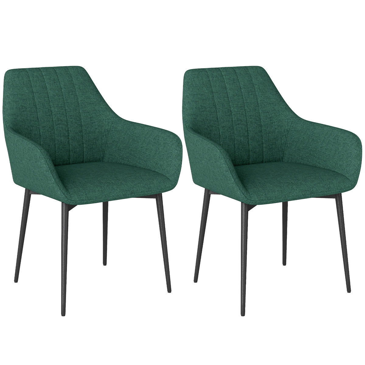 Dining Chairs Set of 2 Linen Dark Green-Dining Chairs-DECOROLALA