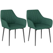 Dining Chairs Set of 2 Linen Dark Green-DECOROLALA