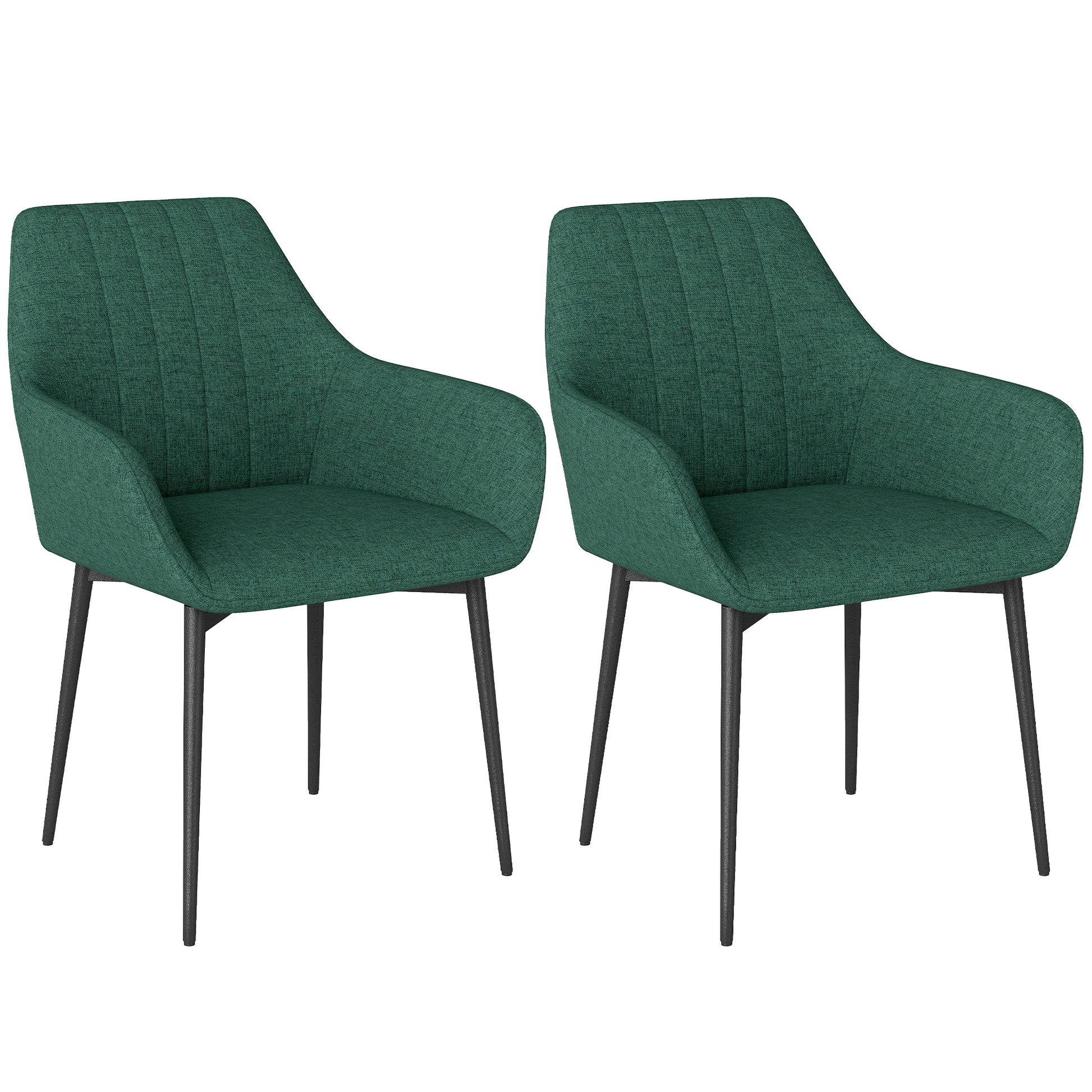 Dining Chairs Set of 2 Linen Dark Green-DECOROLALA