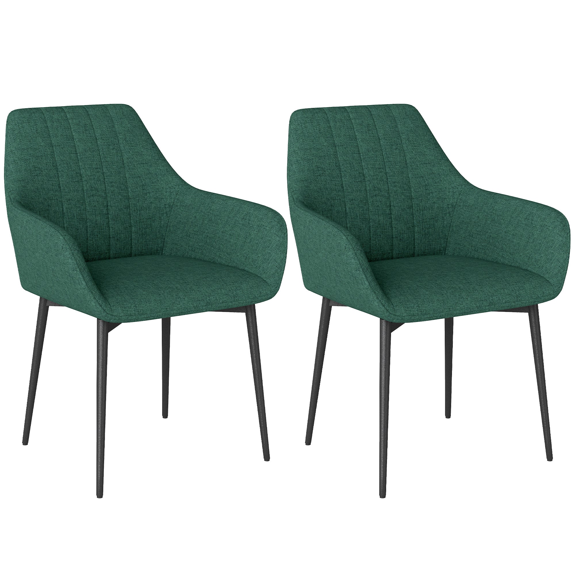 Dining Chairs Set of 2 Linen Dark Green-DECOROLALA
