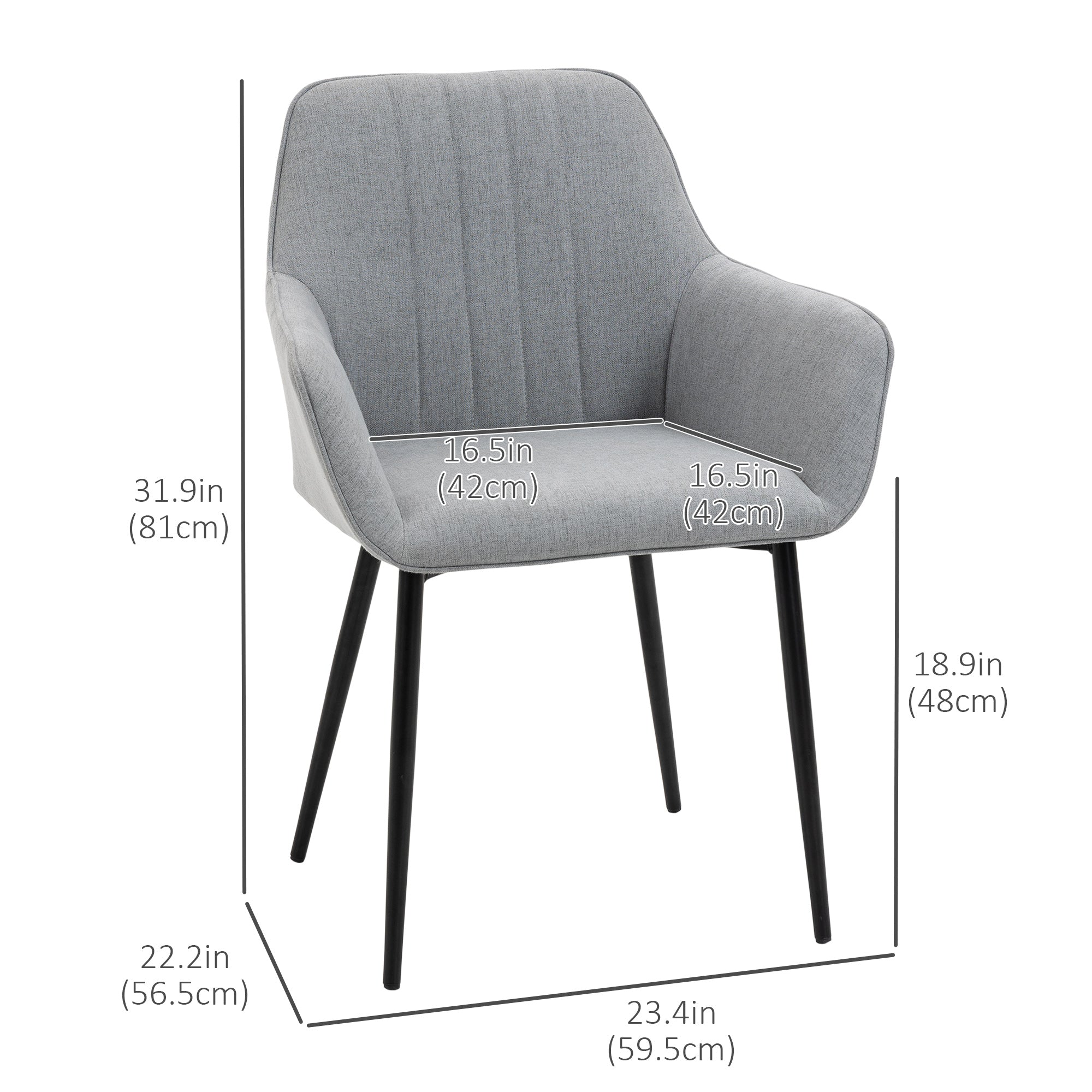 Dining Chairs Set of 2 Linen Light Grey-DECOROLALA