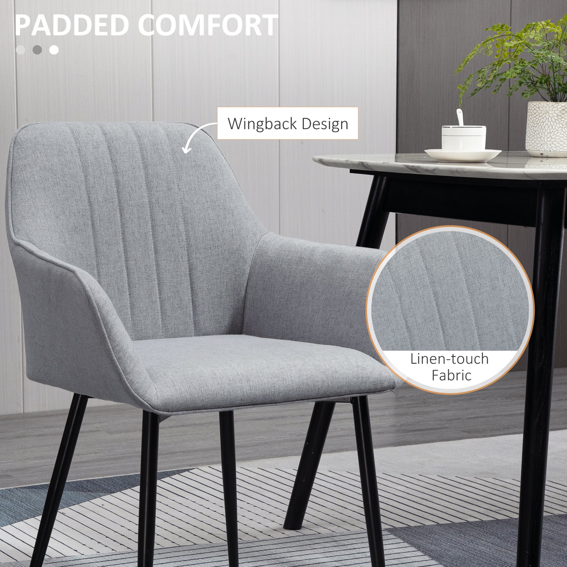 Dining Chairs Set of 2 Linen Light Grey-DECOROLALA
