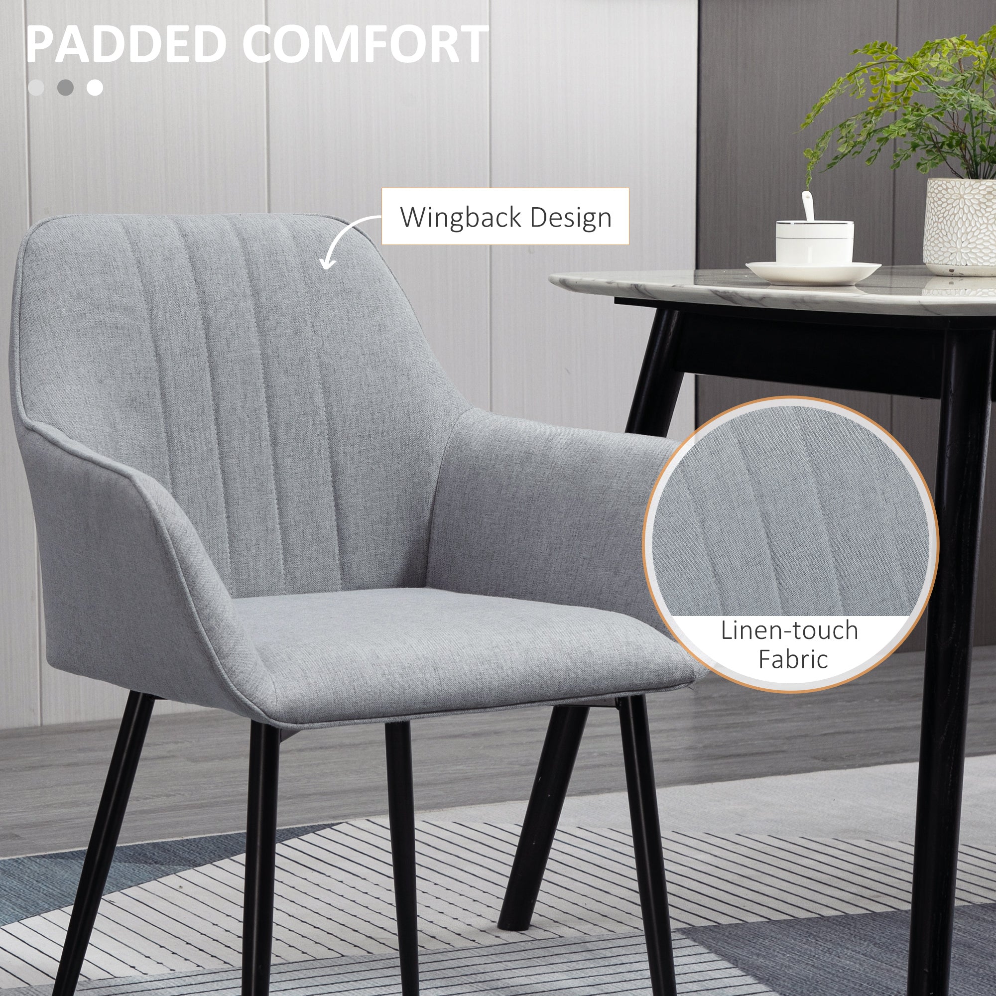 Dining Chairs Set of 2 Linen Light Grey-DECOROLALA