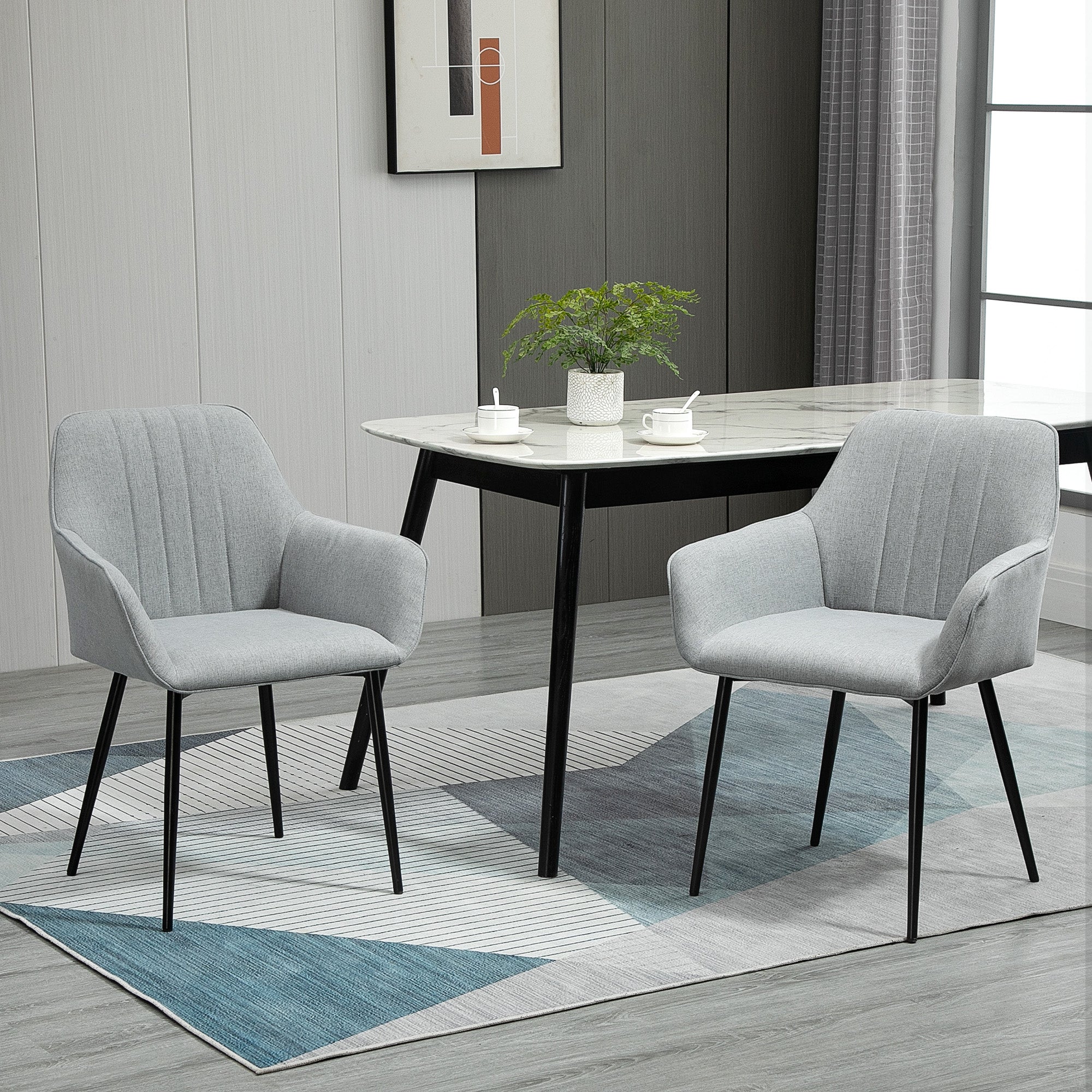Dining Chairs Set of 2 Linen Light Grey-DECOROLALA