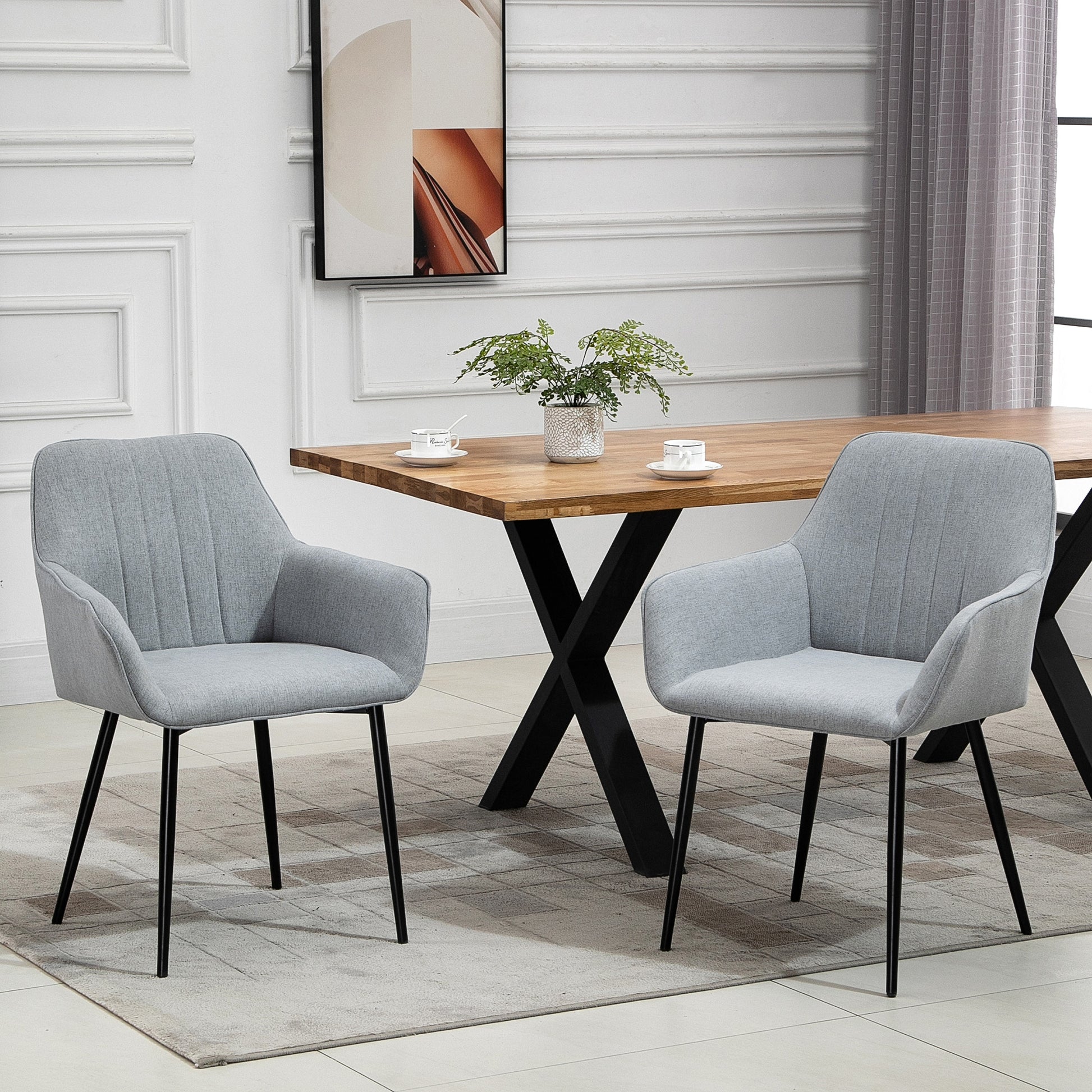 Dining Chairs Set of 2 Linen Light Grey-DECOROLALA