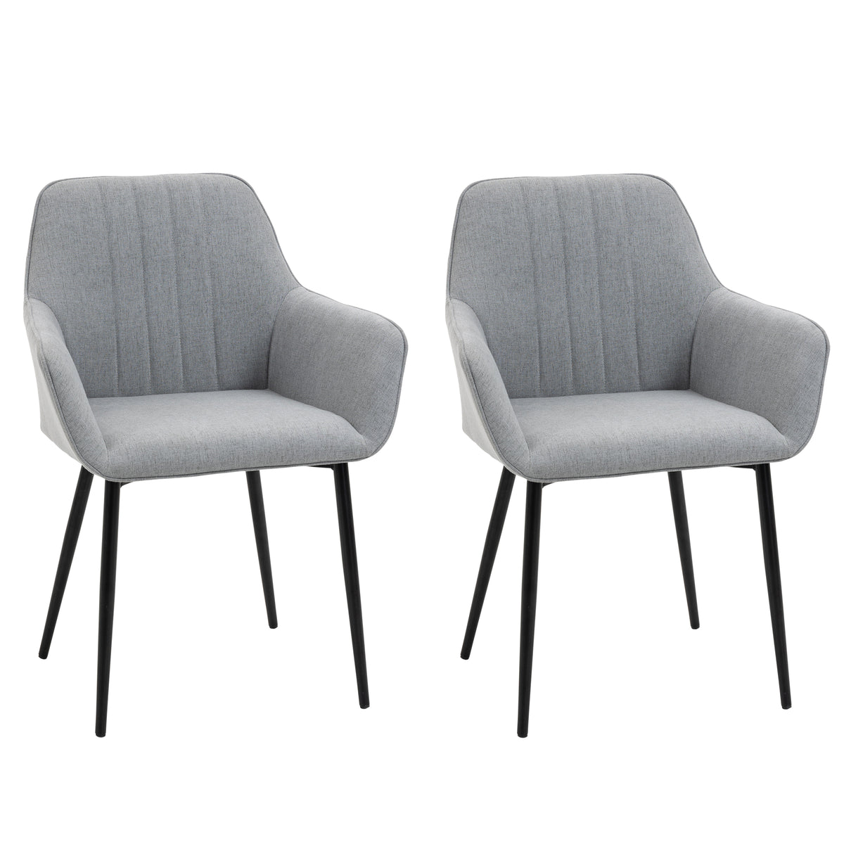 Dining Chairs Set of 2 Linen Light Grey-Dining Chairs-DECOROLALA