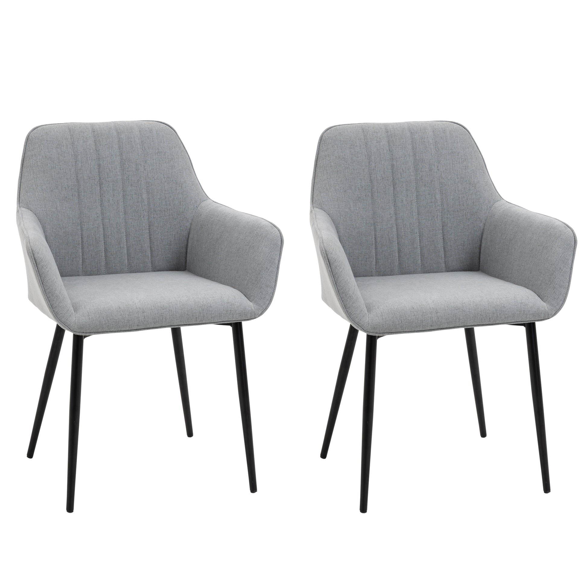 Dining Chairs Set of 2 Linen Light Grey-DECOROLALA