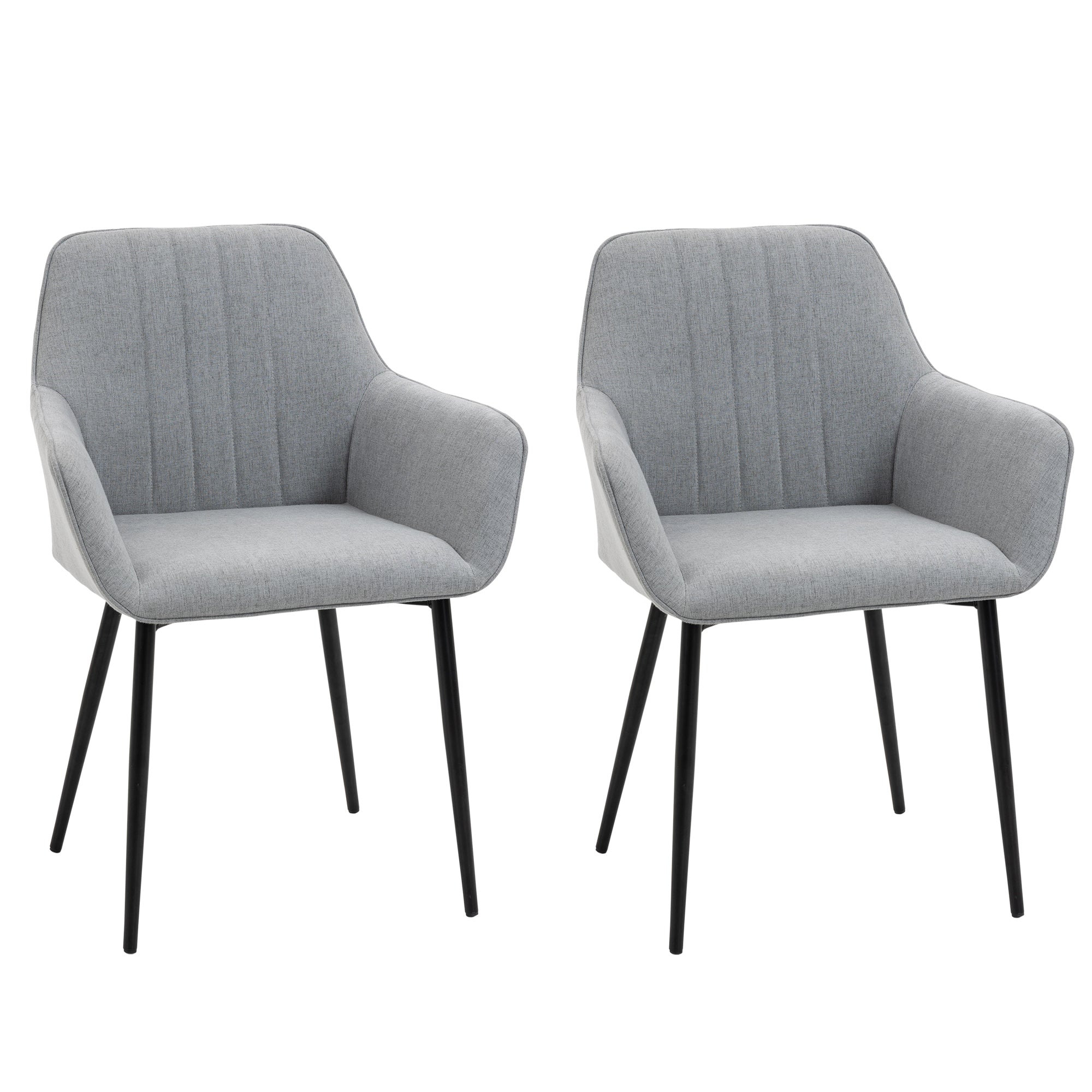 Dining Chairs Set of 2 Linen Light Grey-DECOROLALA