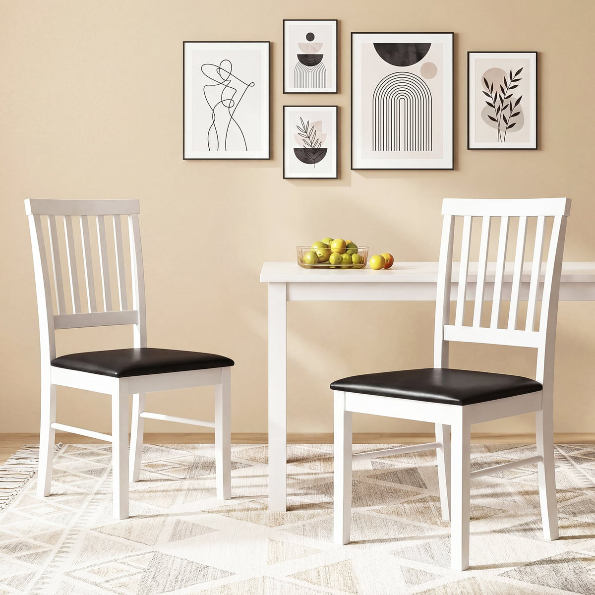 Dining Chairs Set of 2 Modern Mid Century Dining Room Chairs-White-Dining Chairs-DECOROLALA