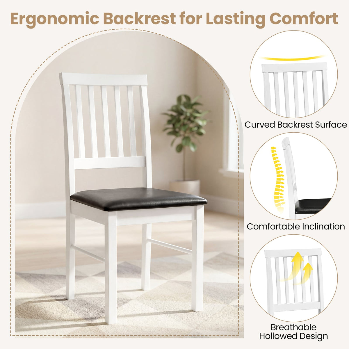 Dining Chairs Set of 2 Modern Mid Century Dining Room Chairs-White-Dining Chairs-DECOROLALA