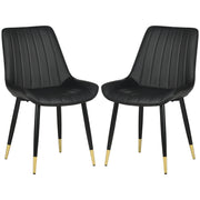 Dining Chairs Set of 2 - Modern PU Leather, Steel Legs, Black-DECOROLALA