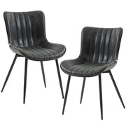 Dining Chairs Set of 2, PU Leather Upholstered Kitchen Chairs with Backrest and Steel Legs, Black-Home Furnishings > Kitchen & Dining Furniture > Dining Chairs-DECOROLALA