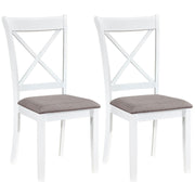 Dining Chairs Set of 2 Rubber Wood Dining Room Chairs with Comfortable Backrest and Padded Seat-White-Dining Chairs-DECOROLALA