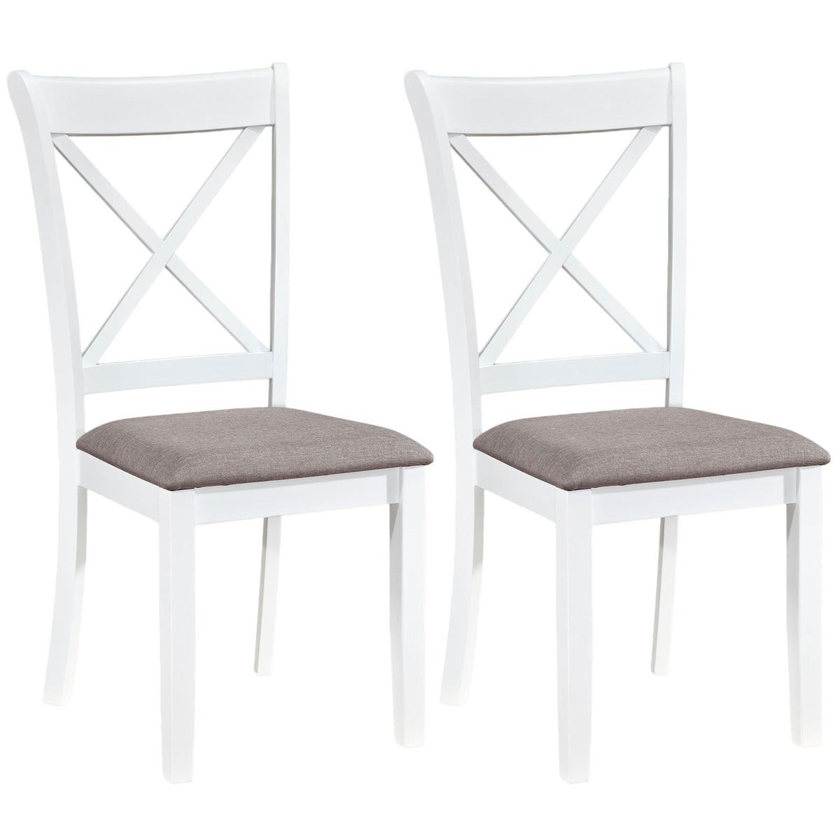 Dining Chairs Set of 2 Rubber Wood Dining Room Chairs with Comfortable Backrest and Padded Seat-White-Dining Chairs-DECOROLALA