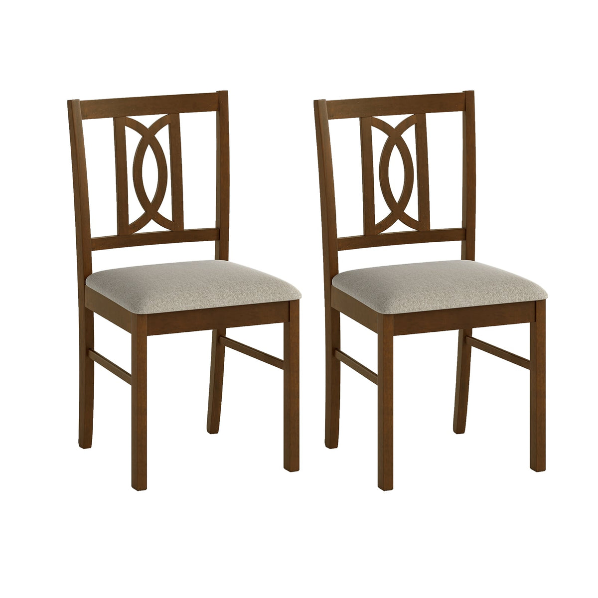 Dining Chairs Set of 2 Rubber Wood Dining Room Chairs with Hollowed Backrest-Walnut-Dining Chairs-DECOROLALA