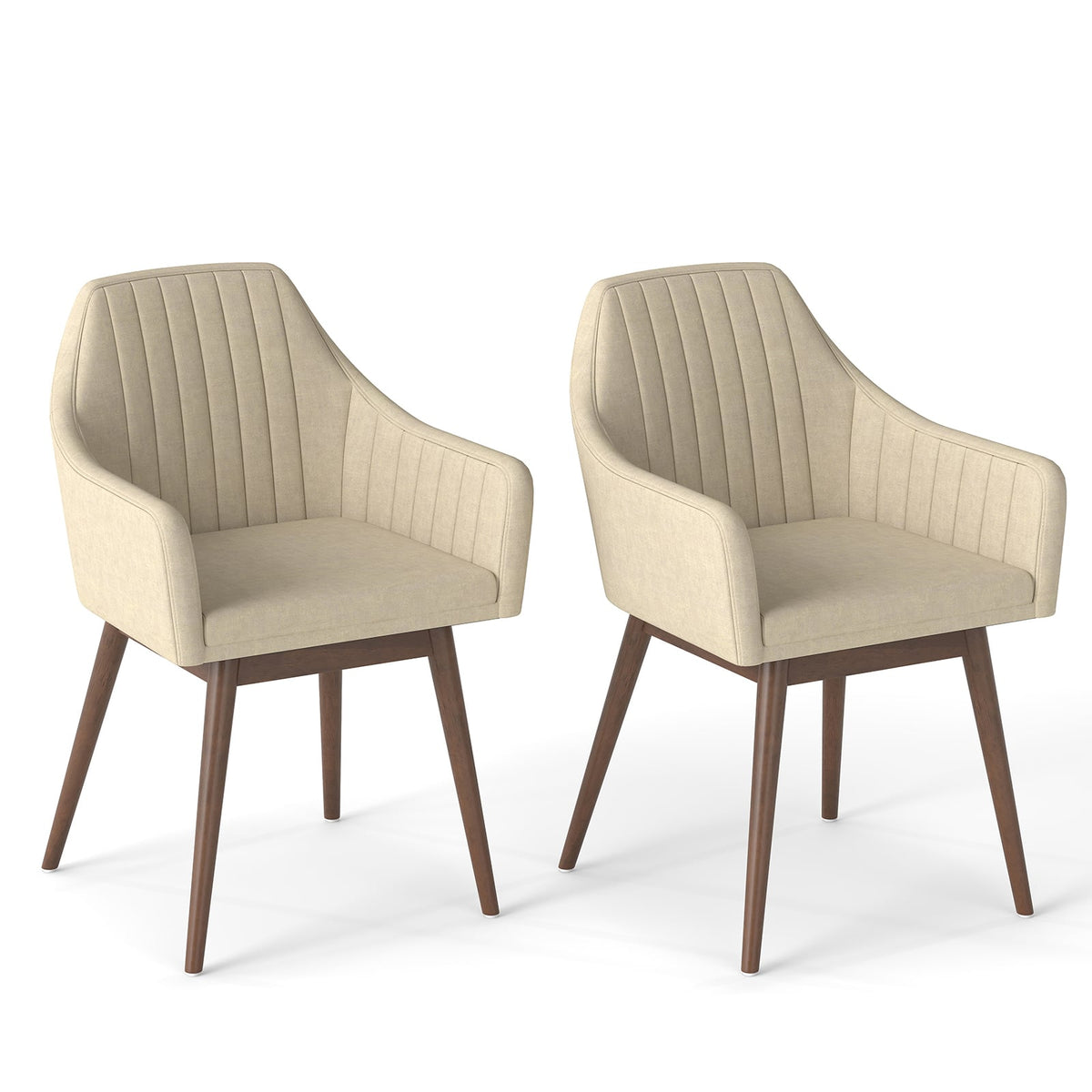 Dining Chairs Set of 2 Upholstered Accent Chairs with Comfy Padded Backrest and Seat-Beige-Dining Chairs-DECOROLALA