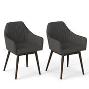 Dining Chairs Set of 2 Upholstered Accent Chairs with Comfy Padded Backrest and Seat-Black-Dining Chairs-DECOROLALA