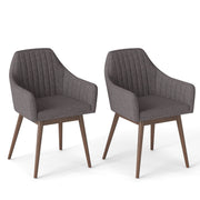 Dining Chairs Set of 2 Upholstered Accent Chairs with Comfy Padded Backrest and Seat-Gray-Dining Chairs-DECOROLALA