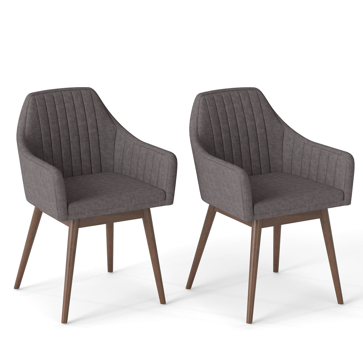 Dining Chairs Set of 2 Upholstered Accent Chairs with Comfy Padded Backrest and Seat-Gray-Dining Chairs-DECOROLALA