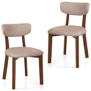 Dining Chairs Set of 2 Upholstered Mid-Back Chairs with Solid Rubber Wood Frame-Beige-Dining Chairs-DECOROLALA