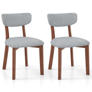 Dining Chairs Set of 2 Upholstered Mid-Back Chairs with Solid Rubber Wood Frame-Gray-Dining Chairs-DECOROLALA