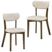 Dining Chairs Set of 2 Upholstered Mid-Back Chairs with Solid Rubber Wood Frame-White-Dining Chairs-DECOROLALA