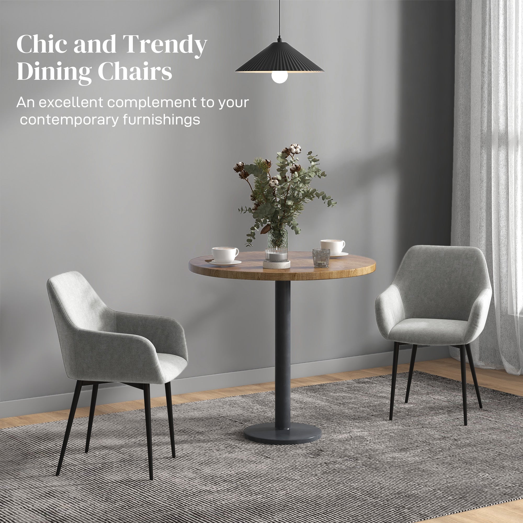 Dining Chairs Set of 2 Velvet Dark Grey Armrests-DECOROLALA