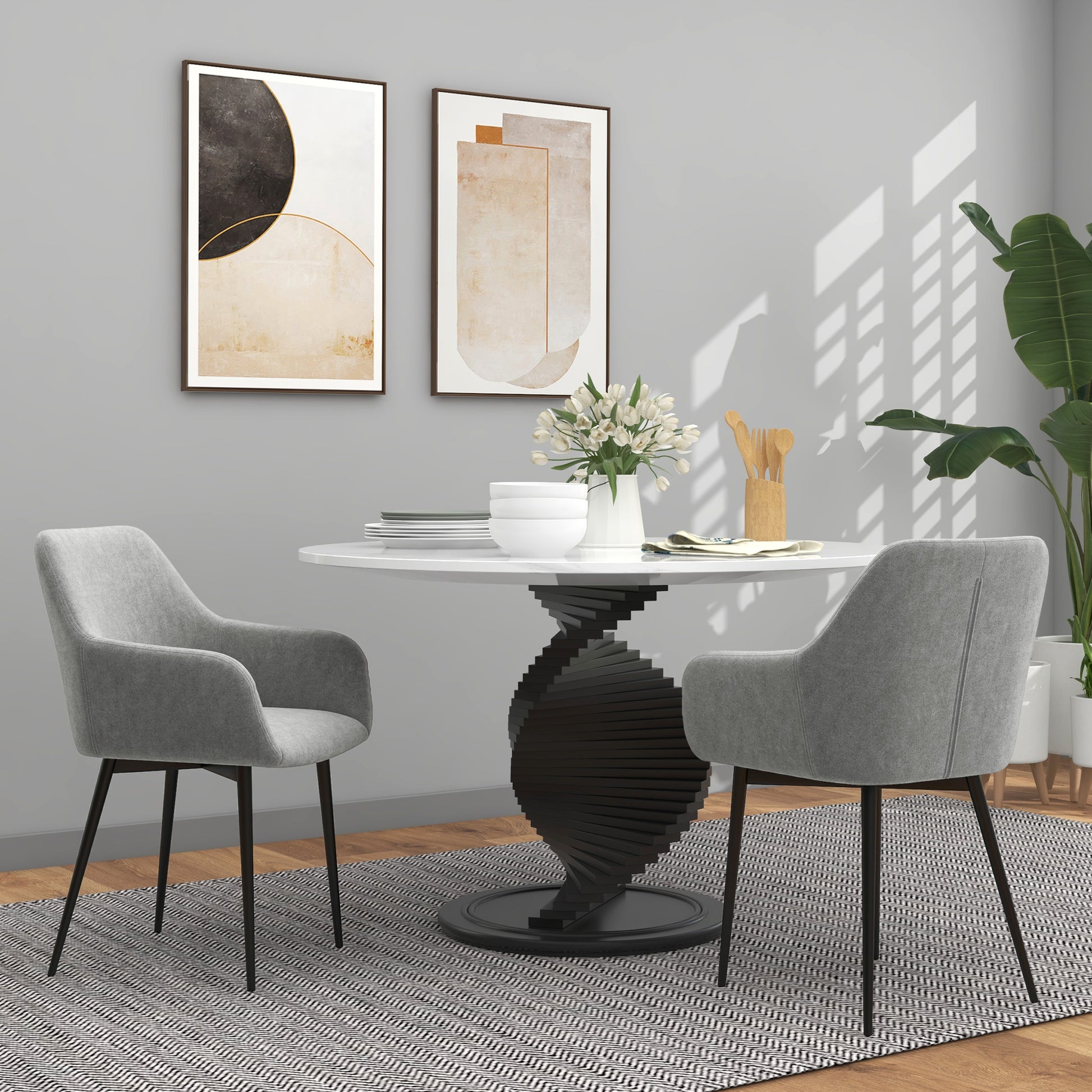 Dining Chairs Set of 2 Velvet Dark Grey Armrests-DECOROLALA