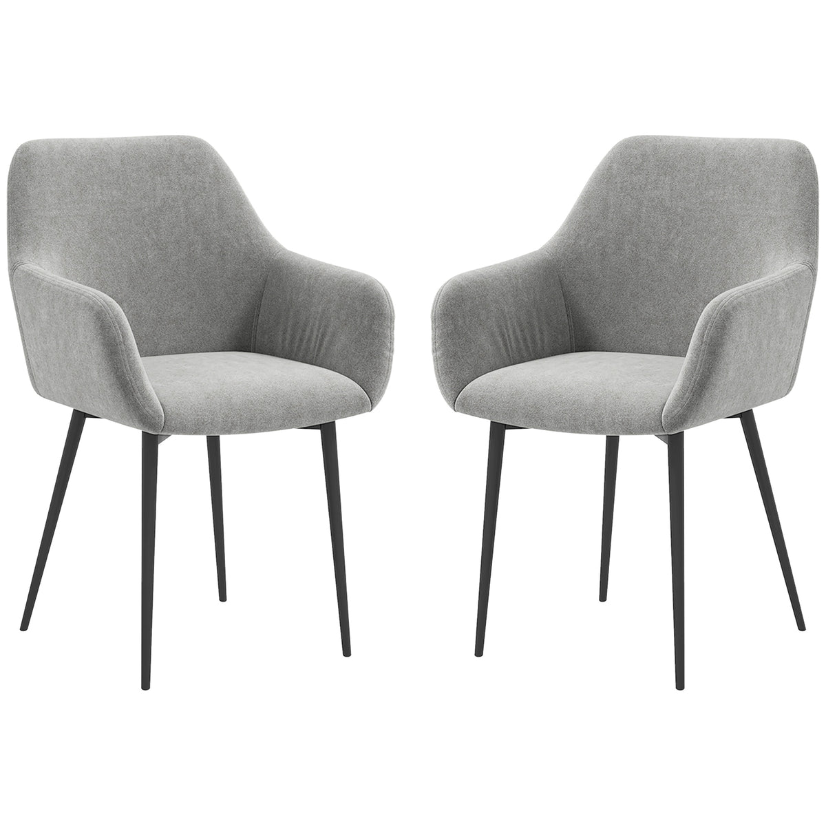 Dining Chairs Set of 2 Velvet Dark Grey Armrests-Dining Chairs-DECOROLALA