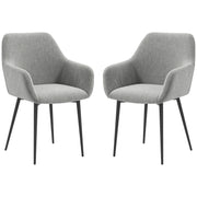 Dining Chairs Set of 2 Velvet Dark Grey Armrests-DECOROLALA