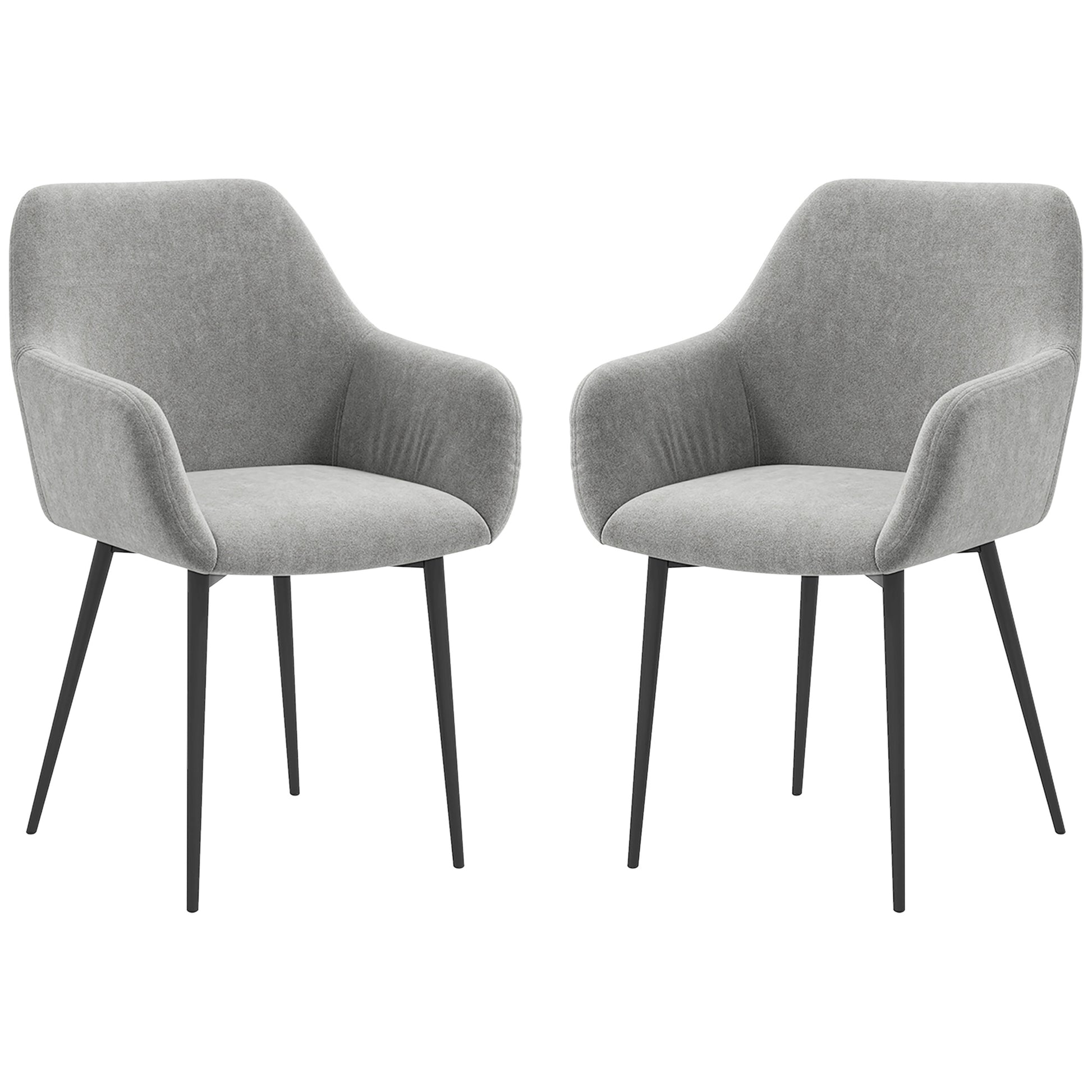 Dining Chairs Set of 2 Velvet Dark Grey Armrests-DECOROLALA