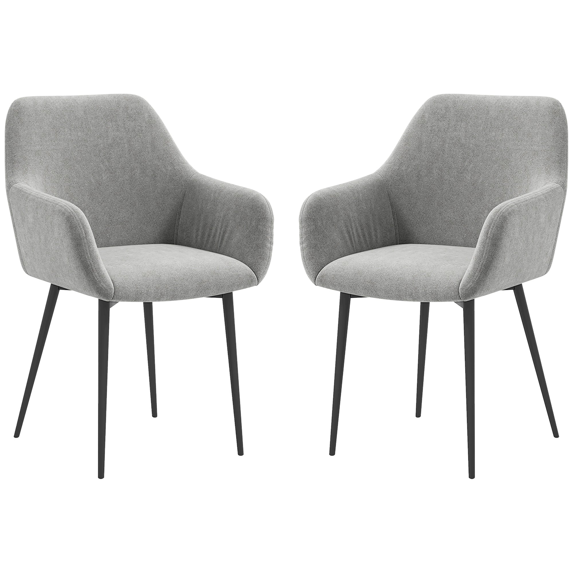 Dining Chairs Set of 2 Velvet Dark Grey Armrests-DECOROLALA